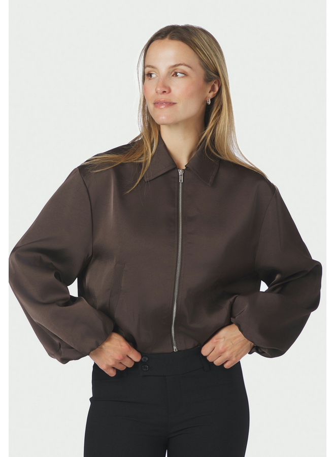 Neo Noir Denielle Heavy Sateen Jacket Dark Brown