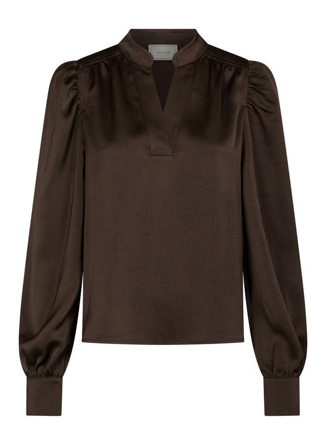 Neo Noir Rosslyn Heavy Sateen Blouse Dark Brown