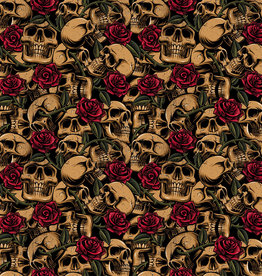 Poppy Poppy katoen skulls met rozen