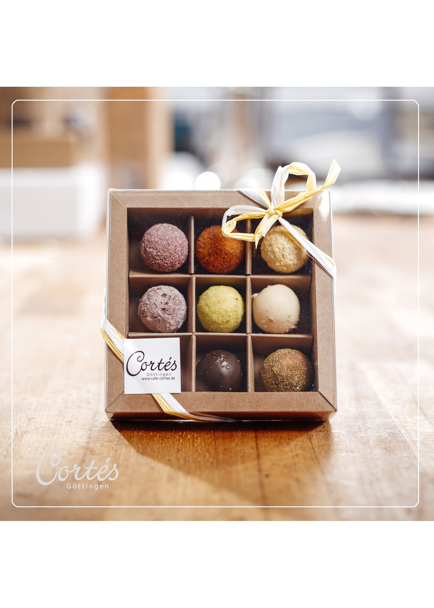 Café Cortés Trüffel Praline Präsent 9er - alkoholfrei