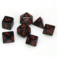 (25418) Opaque Polyhedral 7-Die Sets - Black w/ red