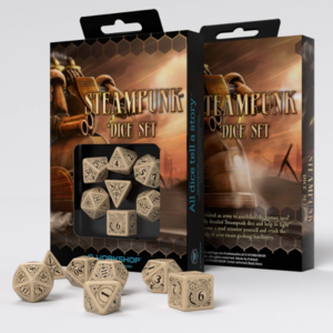 Steampunk Beige & Black Dice Set (7)