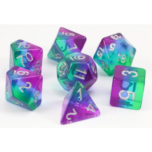 Metallic Dice Resin Polyhedral Dice Set Blue Aurora Metallic Dice Resin Polyhedral Dice Set Blue Aurora