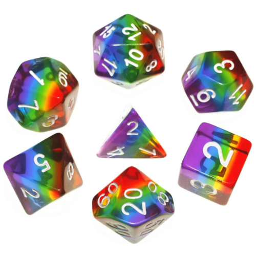 - Rainbow Polyhydral Dice Set - Rainbow Polyhydral Dice Set