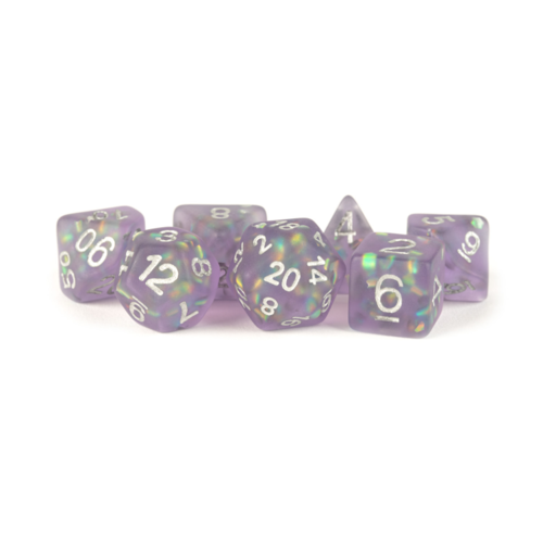 Metallic Dice Purple w/ Silver Icy Opal Dice Metallic Dice Purple w/ Silver Icy Opal Dice