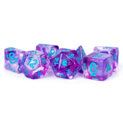 Metallic Dice Unicorn Resin Polyhedral Dice Set Violet Metallic Dice Unicorn Resin Polyhedral Dice Set Violet