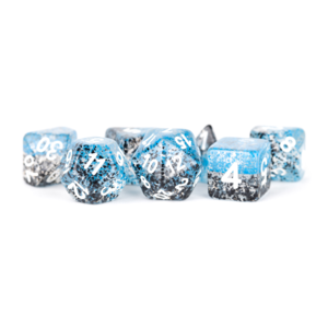 Metallic Dice Particle Dice Blue/Black Polyhydral Set