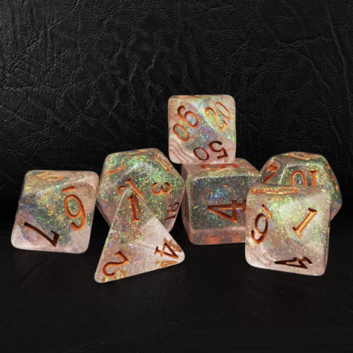 Awesome Dice Shimmery Bronze Golden Polyhedral 7-dice Set Awesome Dice Shimmery Bronze Golden Polyhedral 7-dice Set