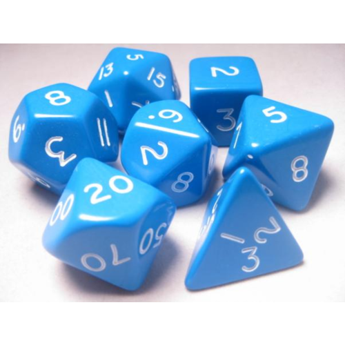 Koplow Jumbo Polyhydral 7 piece dice set- opaque- blue/white Koplow Jumbo Polyhydral 7 piece dice set- opaque- blue/white