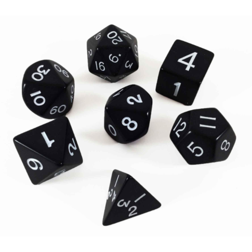 Koplow Jumbo Polyhydral 7 piece dice set- opaque- white/black Koplow Jumbo Polyhydral 7 piece dice set- opaque- white/black
