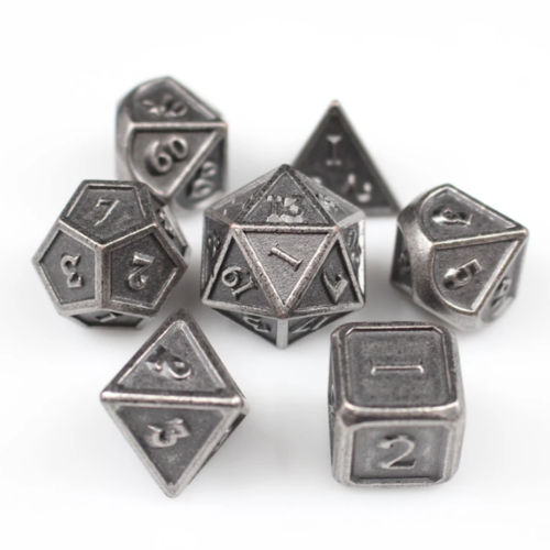 Awesome Dice Metal Matt Silver Polyhedral 7-dice Set