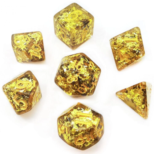 Awesome Dice Magical Stone Gold Ore Polyhedral 7-dice Set Awesome Dice Magical Stone Gold Ore Polyhedral 7-dice Set