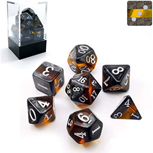 Awesome Dice Mineral Amber Polyhedral 7-dice Set Awesome Dice Mineral Amber Polyhedral 7-dice Set