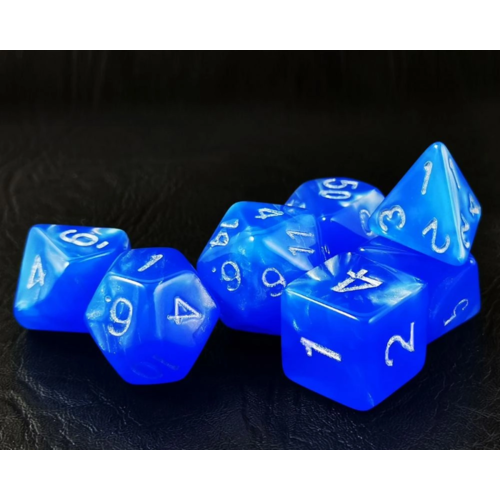 Awesome Dice Moon Stone Dodgerblue Polyhedral 7-dice Set Awesome Dice Moon Stone Dodgerblue Polyhedral 7-dice Set
