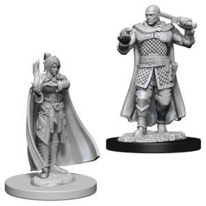 Wizk!ds (WZK73675) Unpainted Miniatures - Human Ranger & Moon Elf Sorcerer/Minsc & Delina (5E)