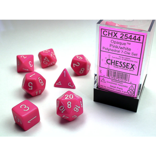 Chessex Opaque Poly Pink/white 7-Die set Chessex Opaque Poly Pink/white 7-Die set