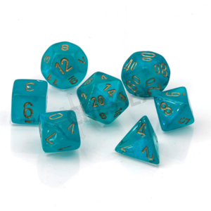 Chessex Borealis Polyhedral Teal/gold Luminary Dobbelsteen Set (7 stuks)