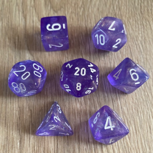 Chessex Borealis Polyhedral Purple/white Luminary Dobbelsteen Set (7 stuks)