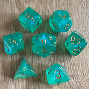 Chessex Borealis Polyhedral Light Green/gold Luminary Dobbelsteen Set (7 stuks)