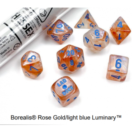 Chessex Borealis Polyhedral Set Rose Gold/Light Luminary