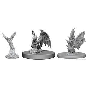 Wizk!ds (WZK72563) Unpainted Miniatures - Familiars (Imp, Pseudodragon, Firebat) (5E)