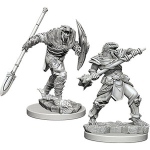 Wizk!ds (WZK73340) Unpainted Miniatures - Dragonborn Fighter Male with Spear