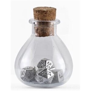 Tiny Dice Set in Potion Bottle - Silver Tiny Dice Set in Potion Bottle - Silver