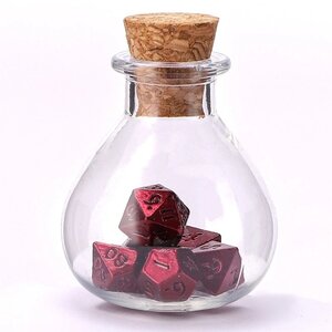 Tiny Dice Set in Potion Bottle - Red