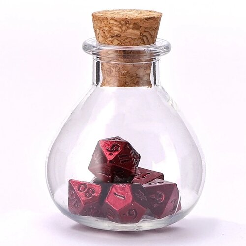 Tiny Dice Set in Potion Bottle - Red