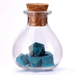 Tiny Dice Set in Potion Bottle - Blue