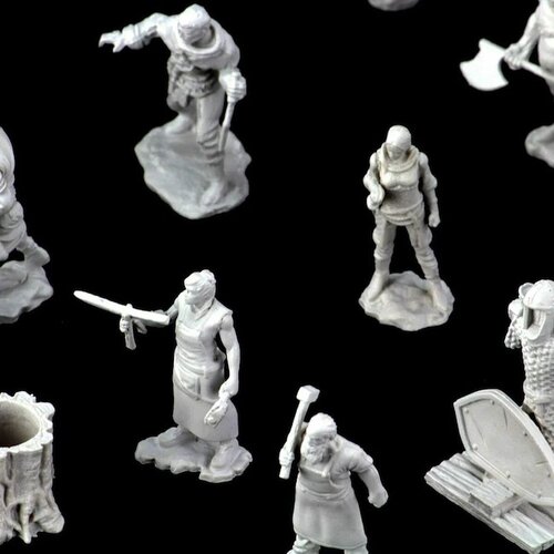 (WZK73698) Unpainted Miniatures - Townspeople & Accessories (Deep Cuts set)