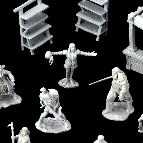 (WZK73698) Unpainted Miniatures - Townspeople & Accessories (Deep Cuts set)