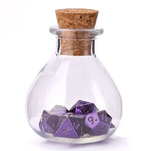 Tiny Dice Set in Potion Bottle - Purple
