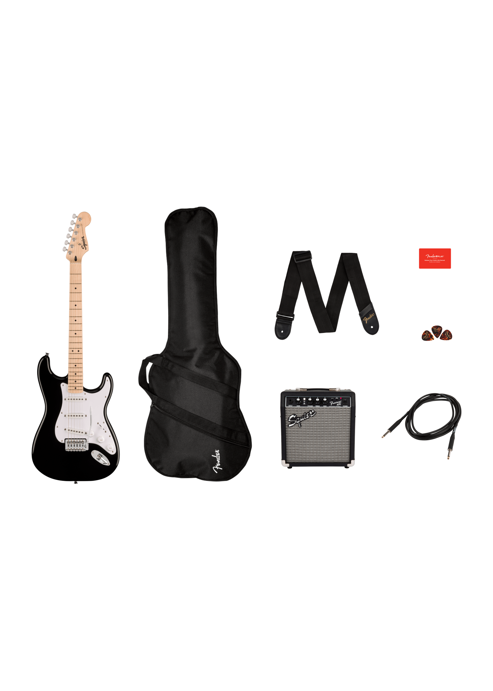 Squier Sonic Stratocaster Pack Black, Gig Bag, 10G North London