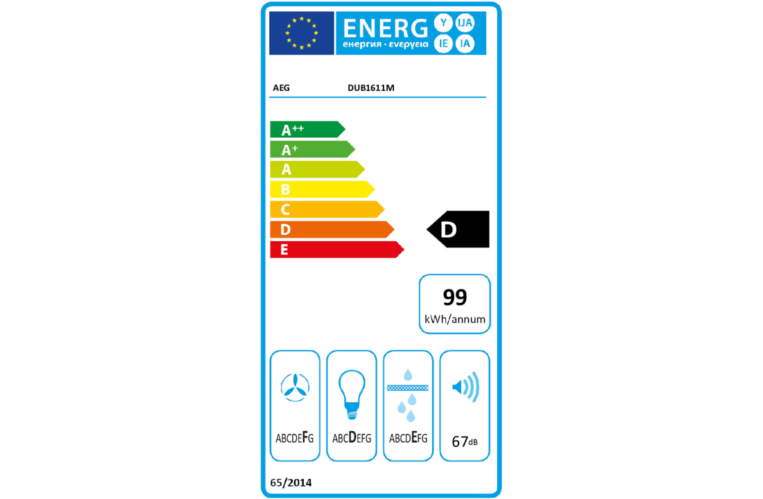 AEG DUB2610W Afzuigkap Onderbouw Zilver