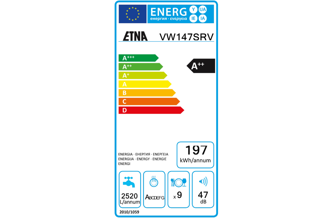 Etna VW147SRVS Inbouw Vaatwasser volledig integreerbaar