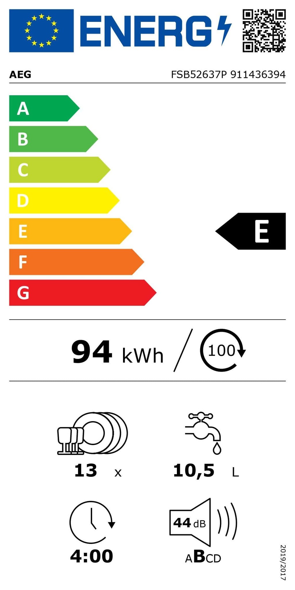 AEG FSB52637P Volledig geïntegreerde vaatwasser