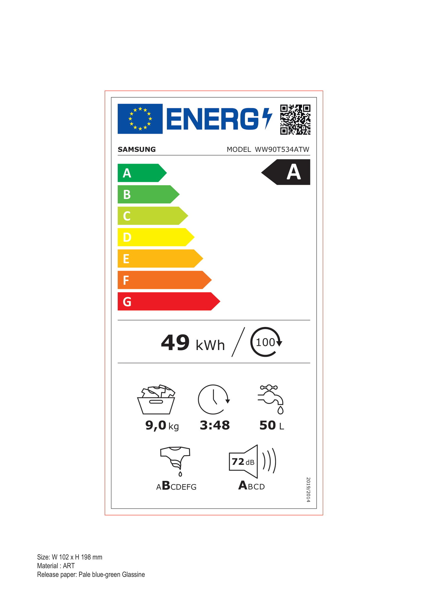 Samsung WW90T534ATW Autodose
