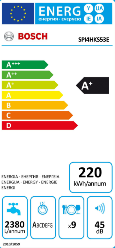 Bosch SPI4HKS53E Volledig geïntegreerde vaatwasser