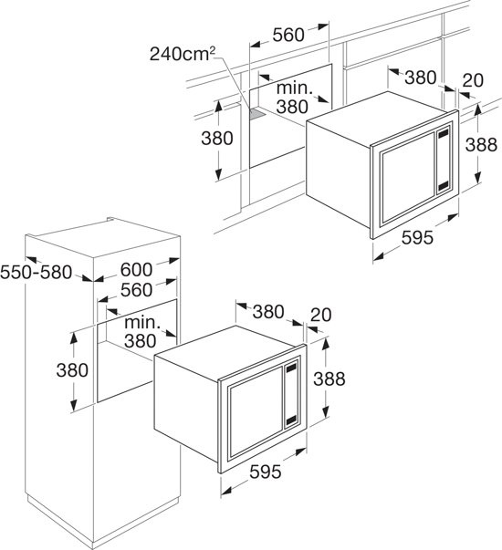 Etna SM125RVS Inbouwmagnetron nis 38cm