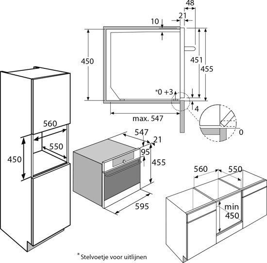 Pelgrim MAC524RVS Inbouw Combimagnetron 45cm