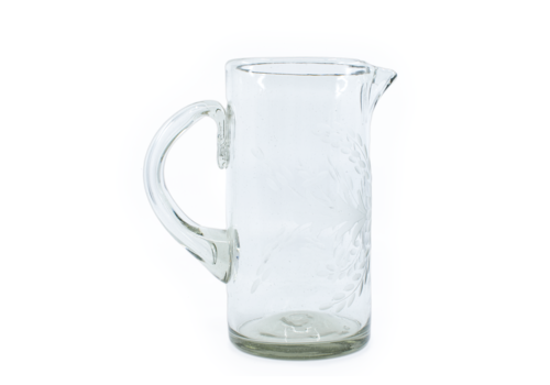 Cobalto Pitcher "Flores" - Clear Crystal