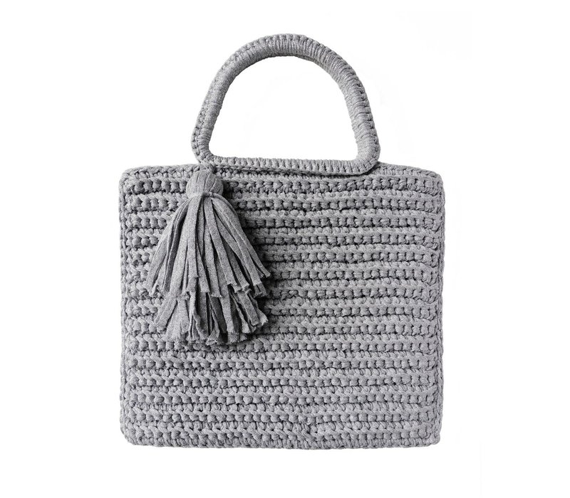 Bolsa con Borlas Brillante - Gris Claro