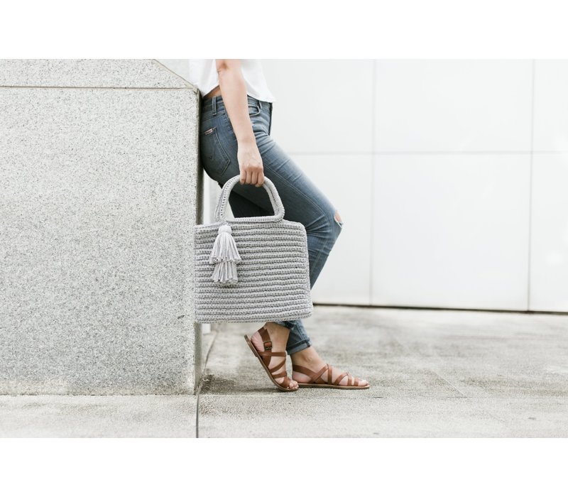 Shimmer Tassel Tote - Light Grey