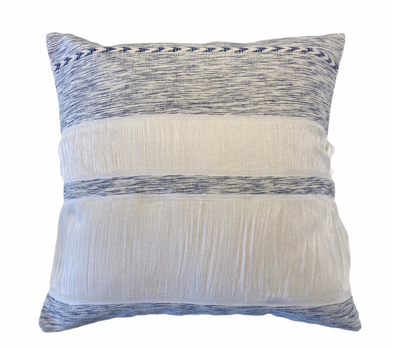 Cushion "Cielo" Natural & Blue with Braid - Square 45 x 45 cm