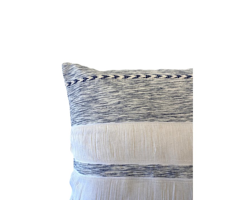 Cushion "Cielo" Natural & Blue with Braid - Square 45 x 45 cm