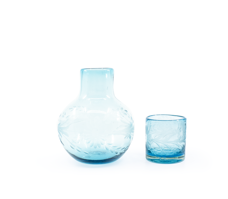 Carafe with Glass "Flores" - Turquoise