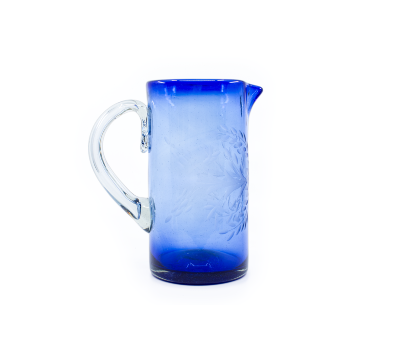 Pitcher "Flores" - Cobalt Blue