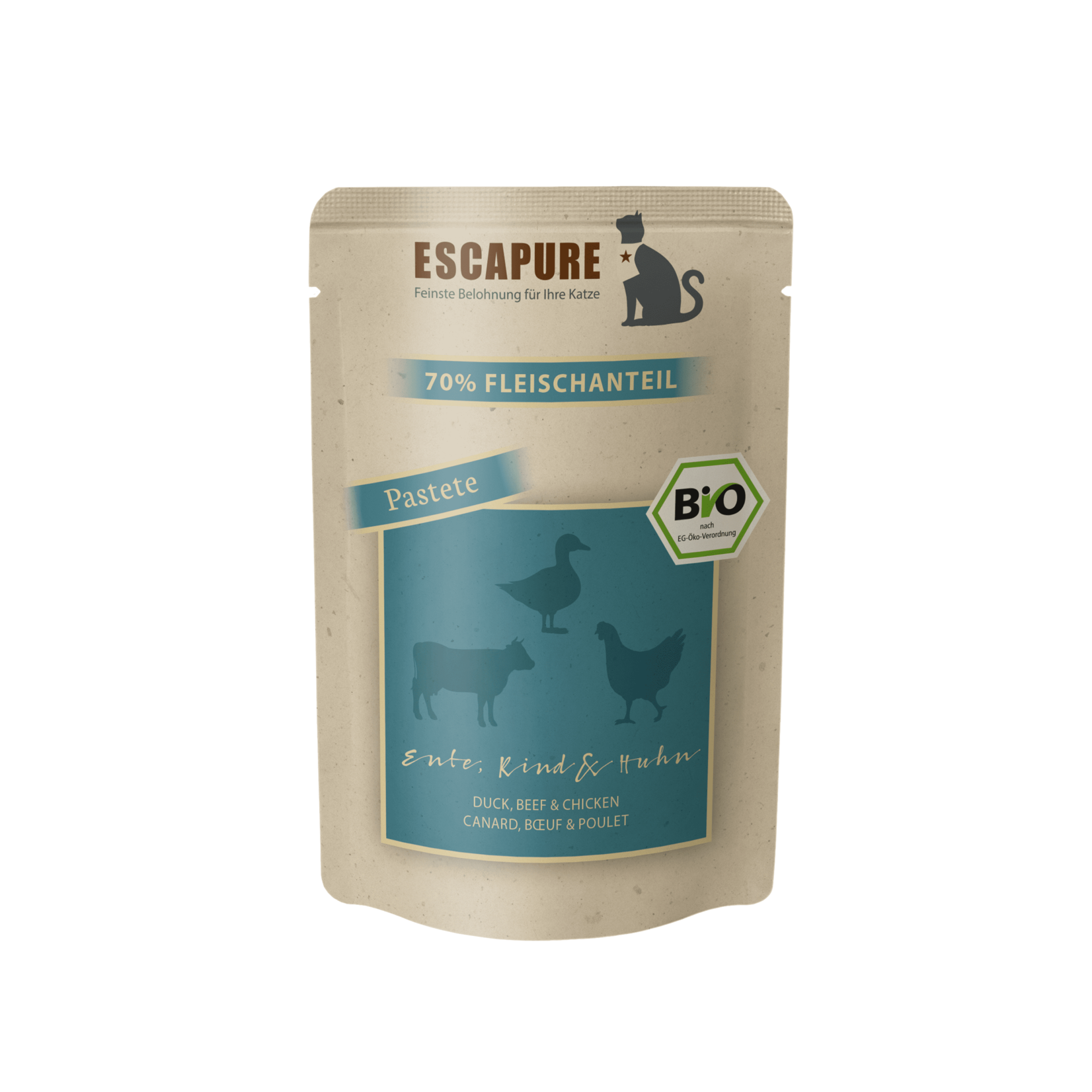Escapure Escapure Katze BIO Ente, Rind & Huhn, Pastete 100g