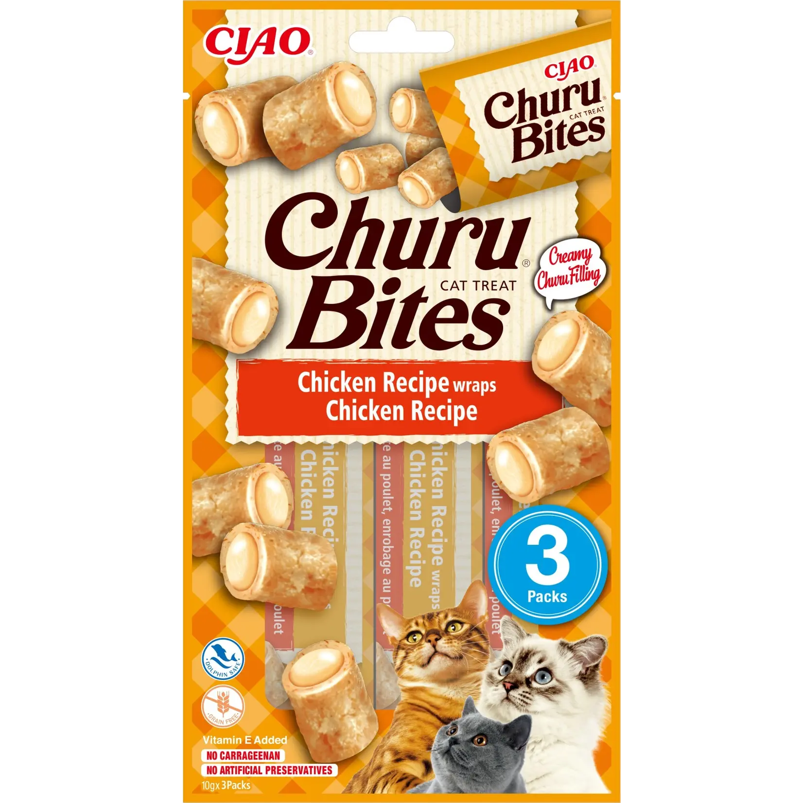 Inaba bites cat chicken wraps chicken